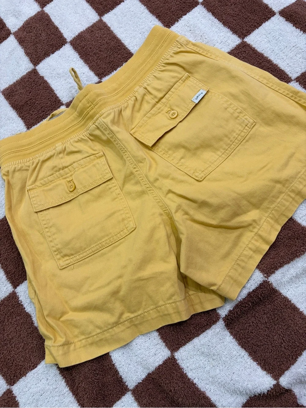 Orvis Mustard Yellow Cotton Drawstring Athletic Shorts